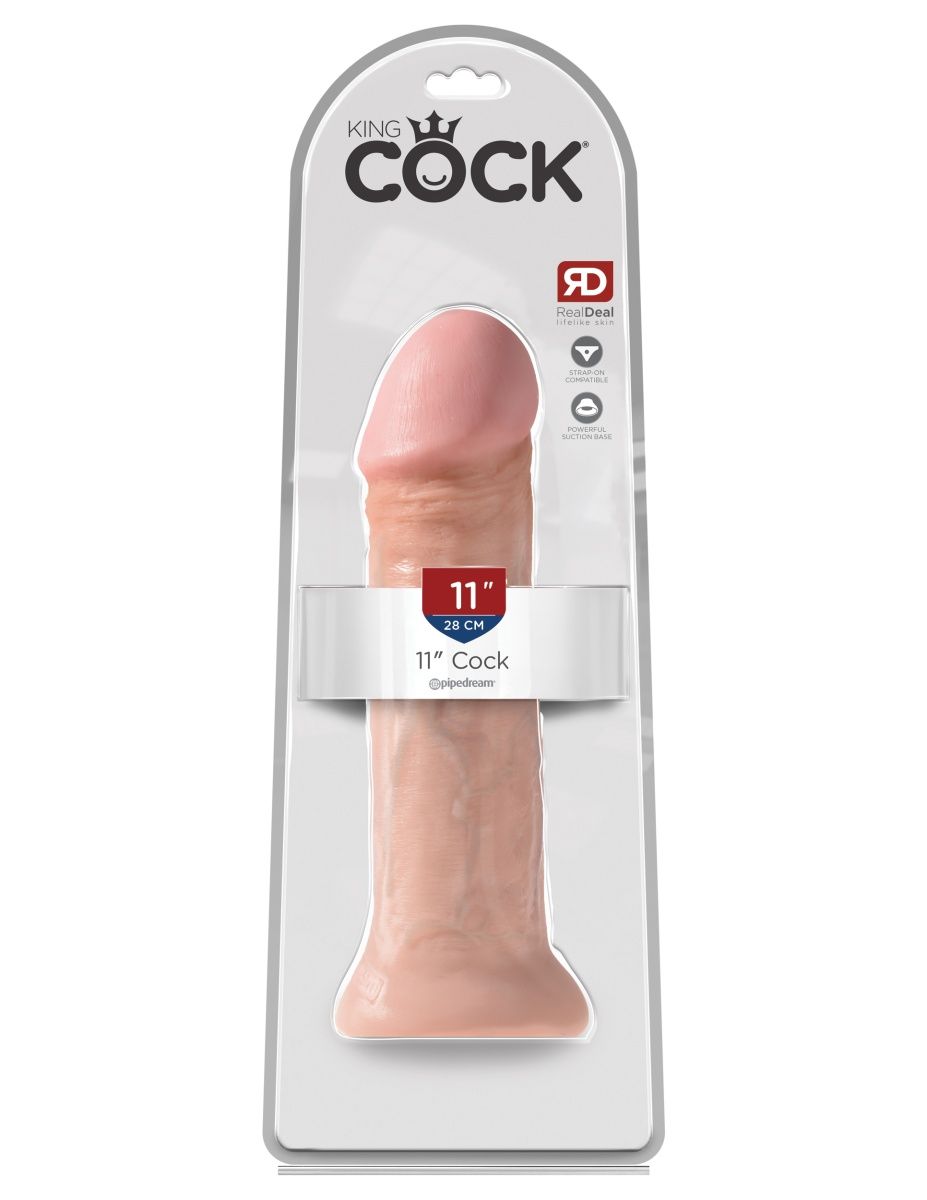 Фаллоимитатор-гигант телесного цвета на присоске 11  Cock - 28 см. 