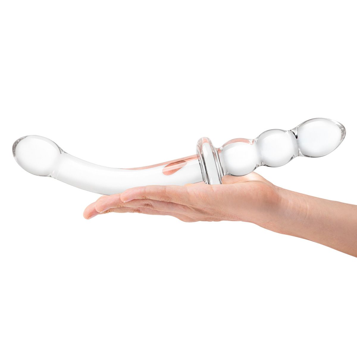 Прозрачный ребристый двусторонний стимулятор Ribbed G-Spot - 30 см.