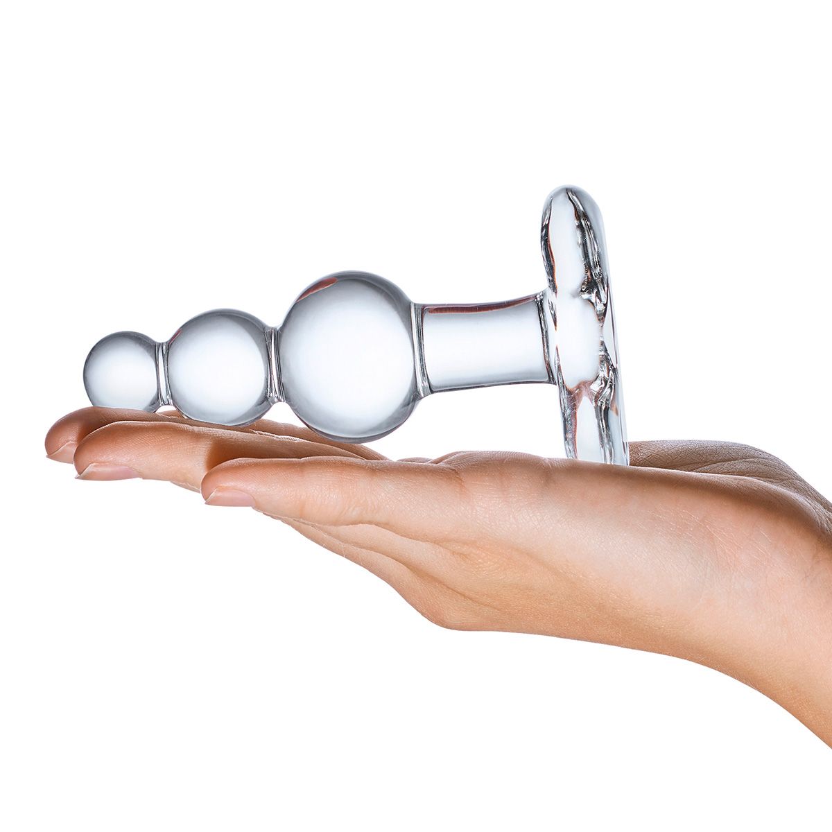 Прозрачная анальная пробка-елочка с 3 шариками Butt Plug with Tapere Base - 11 см.