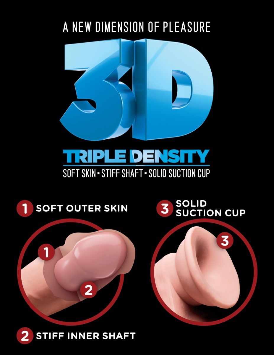 Телесный фаллоимитатор на присоске 9  Triple Density Cock - 26,7 см.