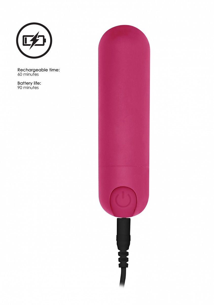 Розовая перезаряжаемая вибропуля 7 Speed Rechargeable Bullet - 7,7 см.