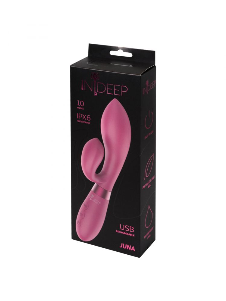 Малиновый вибратор-кролик Indeep Juna - 21,5 см.