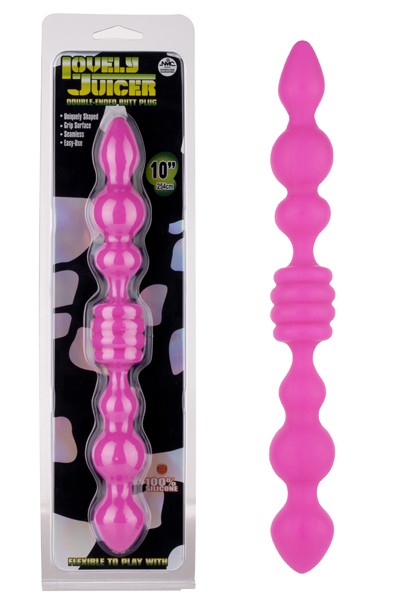 Розовый анальный стимулятор Lovely Juicer Double Ended Butt Plug - 25,4 см. 