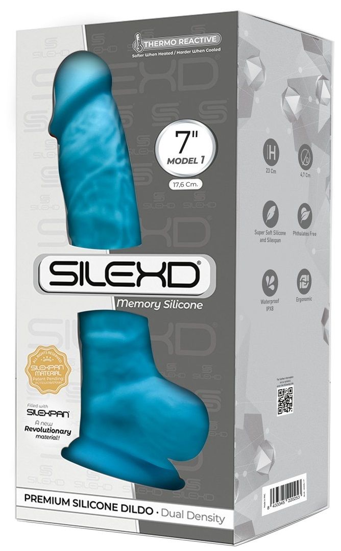 Голубой фаллоимитатор SILEXD Model 1 7’’ - 17,6 см.