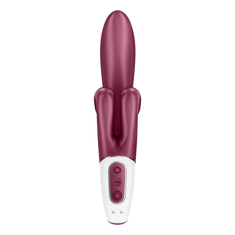 Бордовый вибратор-кролик Touch me - 21,2 см.