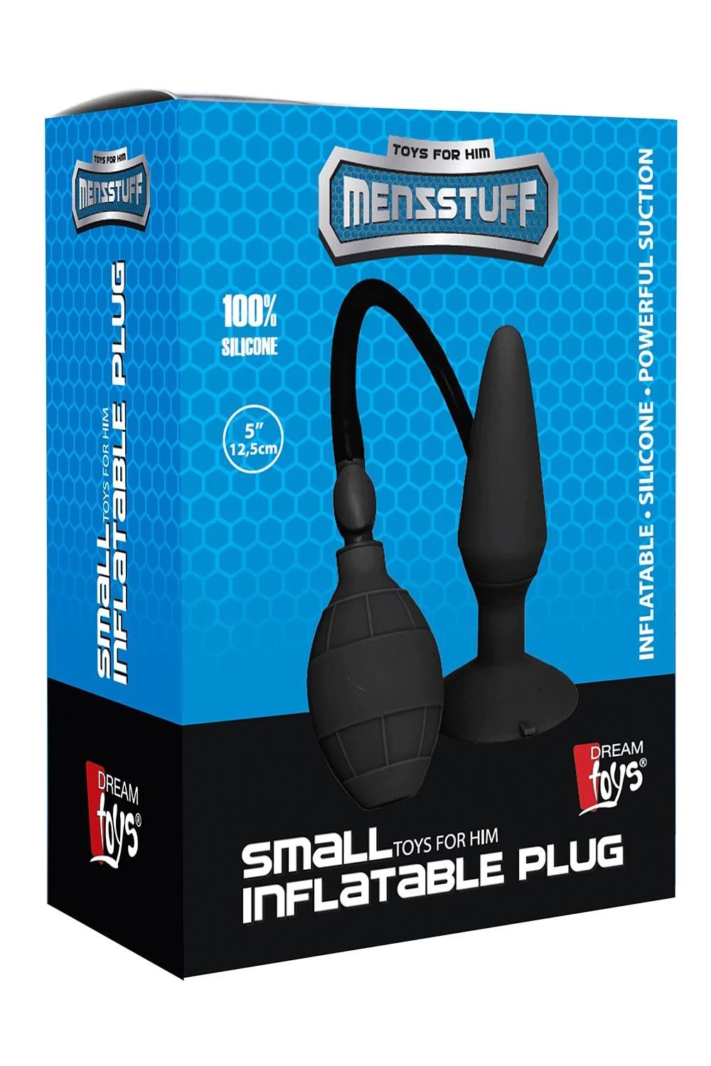 Чёрная анальная пробка с функцией расширения Small Inflatable Plug - 12,5 см.