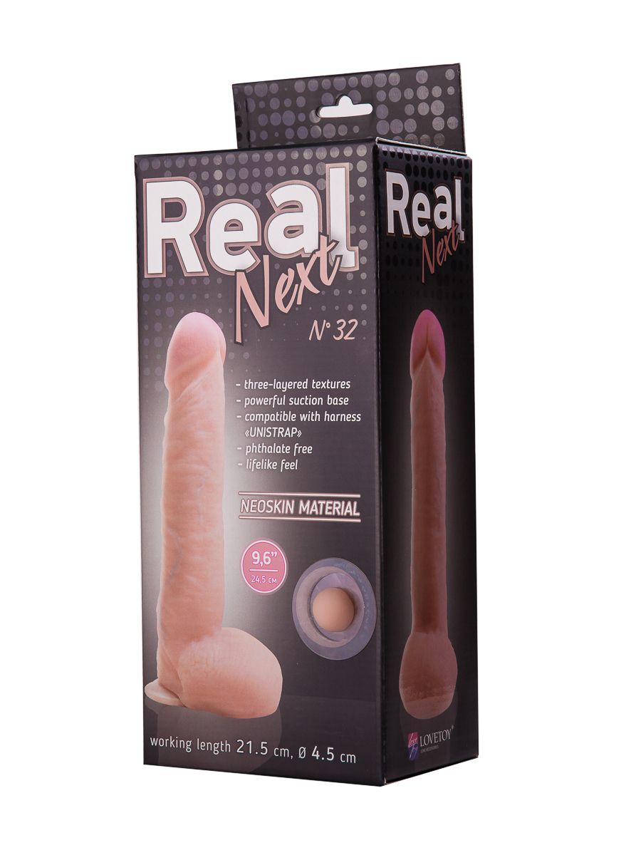 Большой фаллоимитатор из неоскин на присоске REAL Next №32 - 24,5 см.