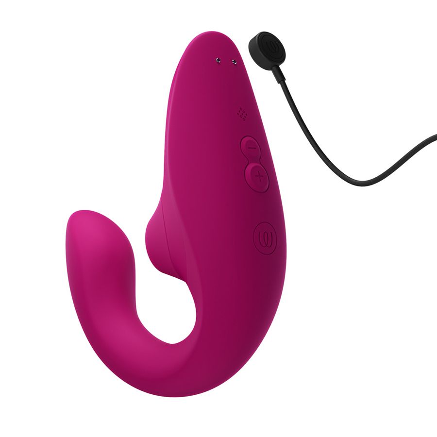 Малиновый вибромассажер для двойной стимуляции Womanizer Blend