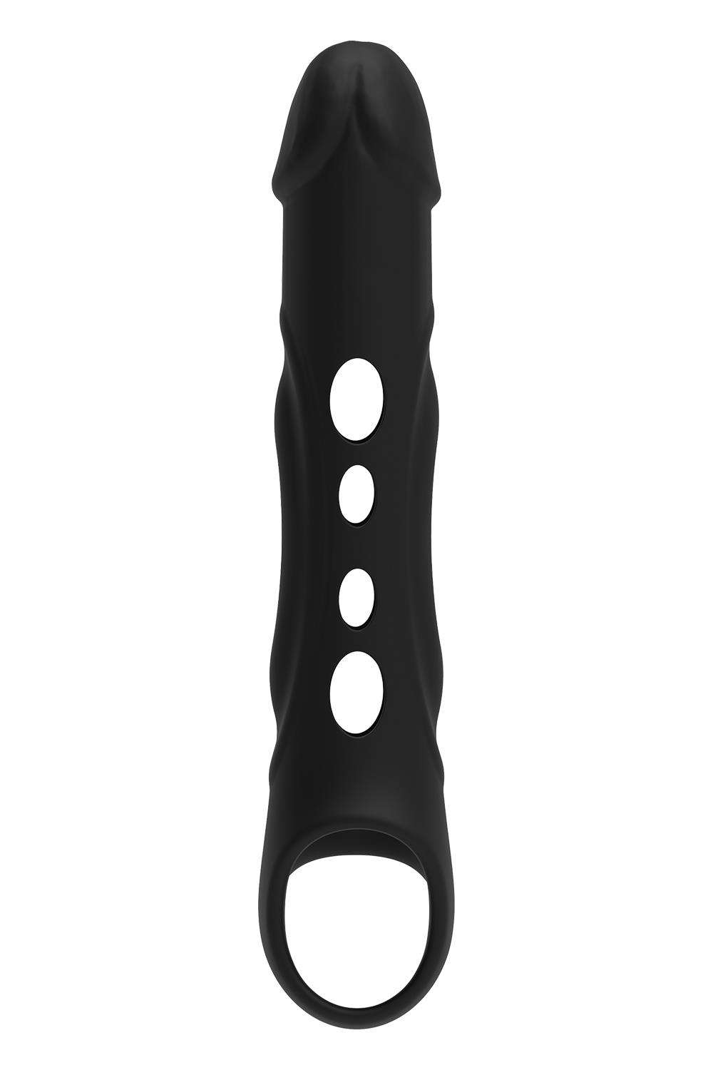 Черная насадка-удлинитель Vibrating Extender With Remote с вибрацией