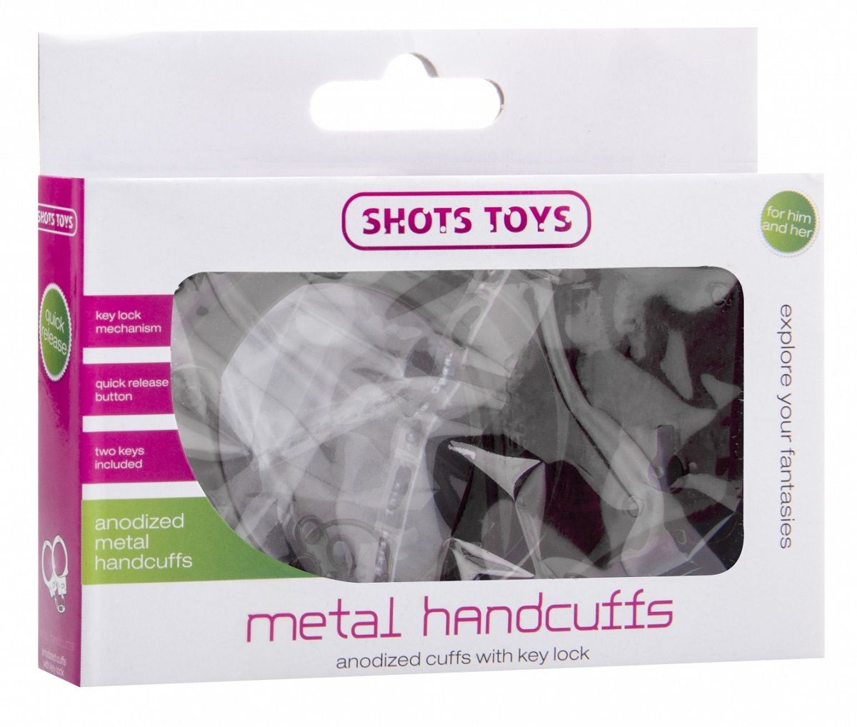 Чёрные металлические наручники SHOTS TOYS Black 