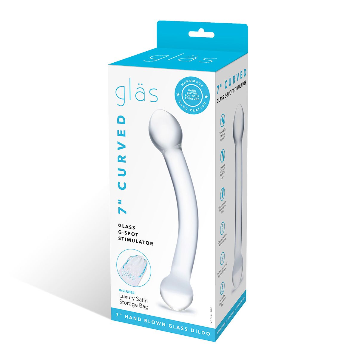Прозрачный стеклянный фаллос для стимуляции точки G Curved Glass - 17 см.