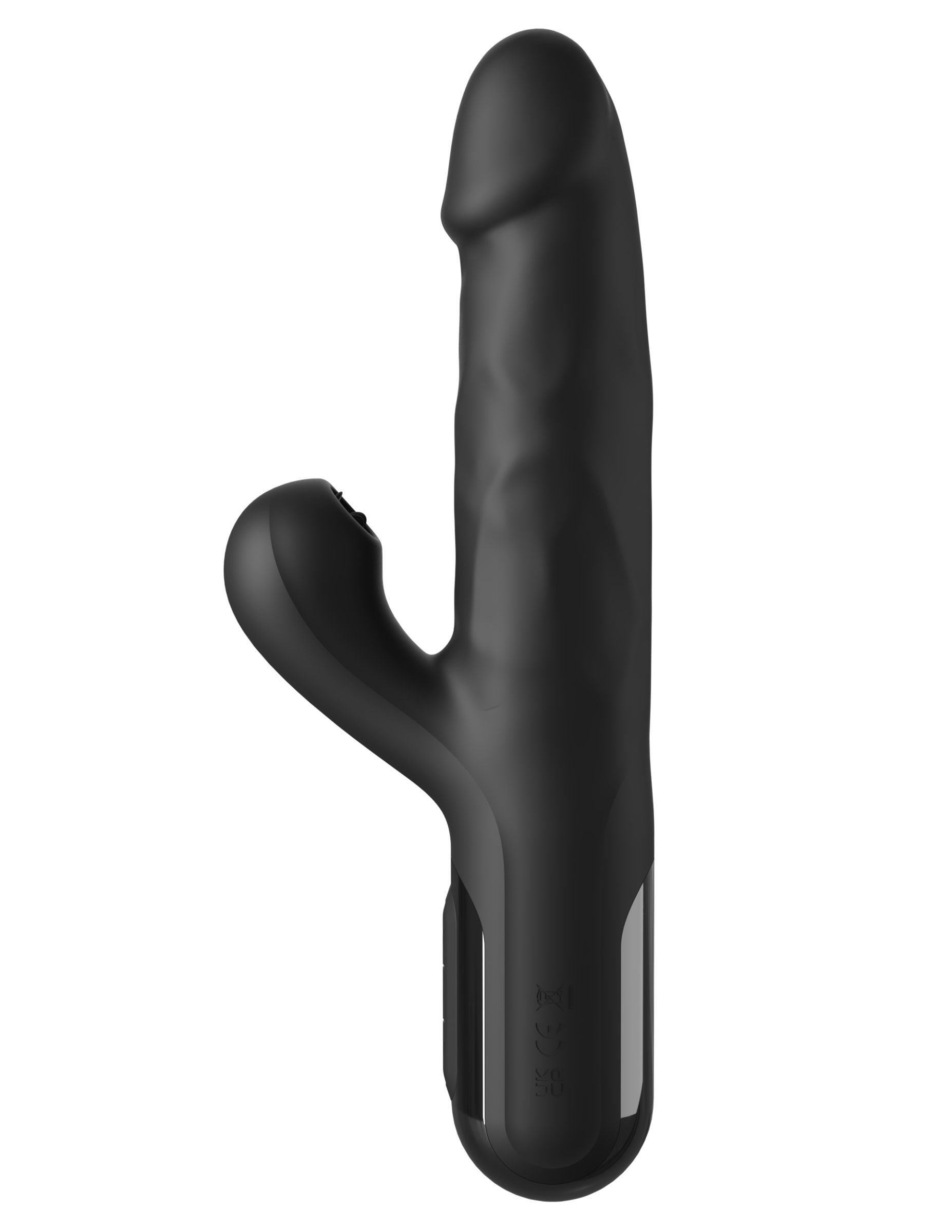 Черный силиконовый вибратор-кролик Sonix Silicone Thruster - 22 см.