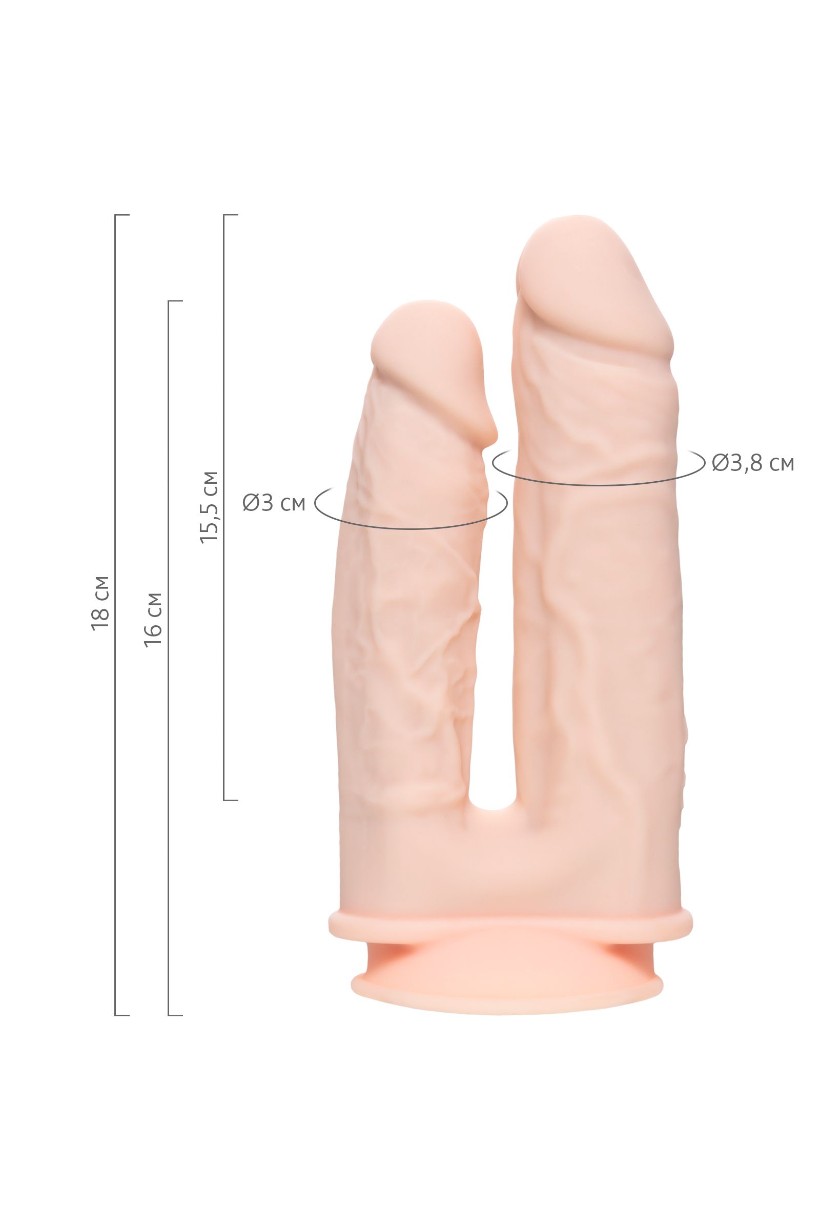 Телесный анально-вагинальный вибратор RealStick Silicone Jason M - 18 см.