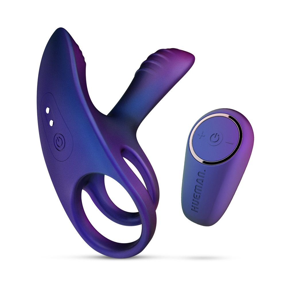 Фиолетовое эрекционное виброкольцо с клиторальной подушечкой Infinity Ignite