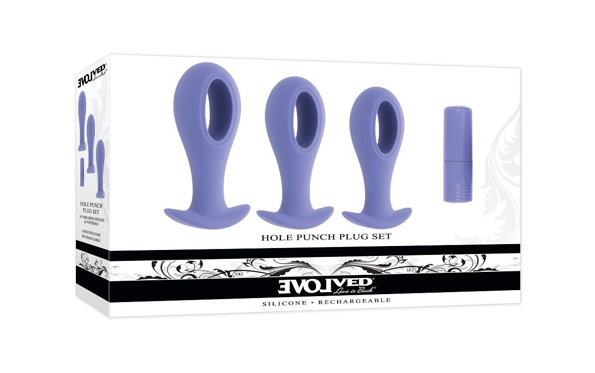 Набор из 3 анальных пробок с вибропулей Hole Punch Plug Set