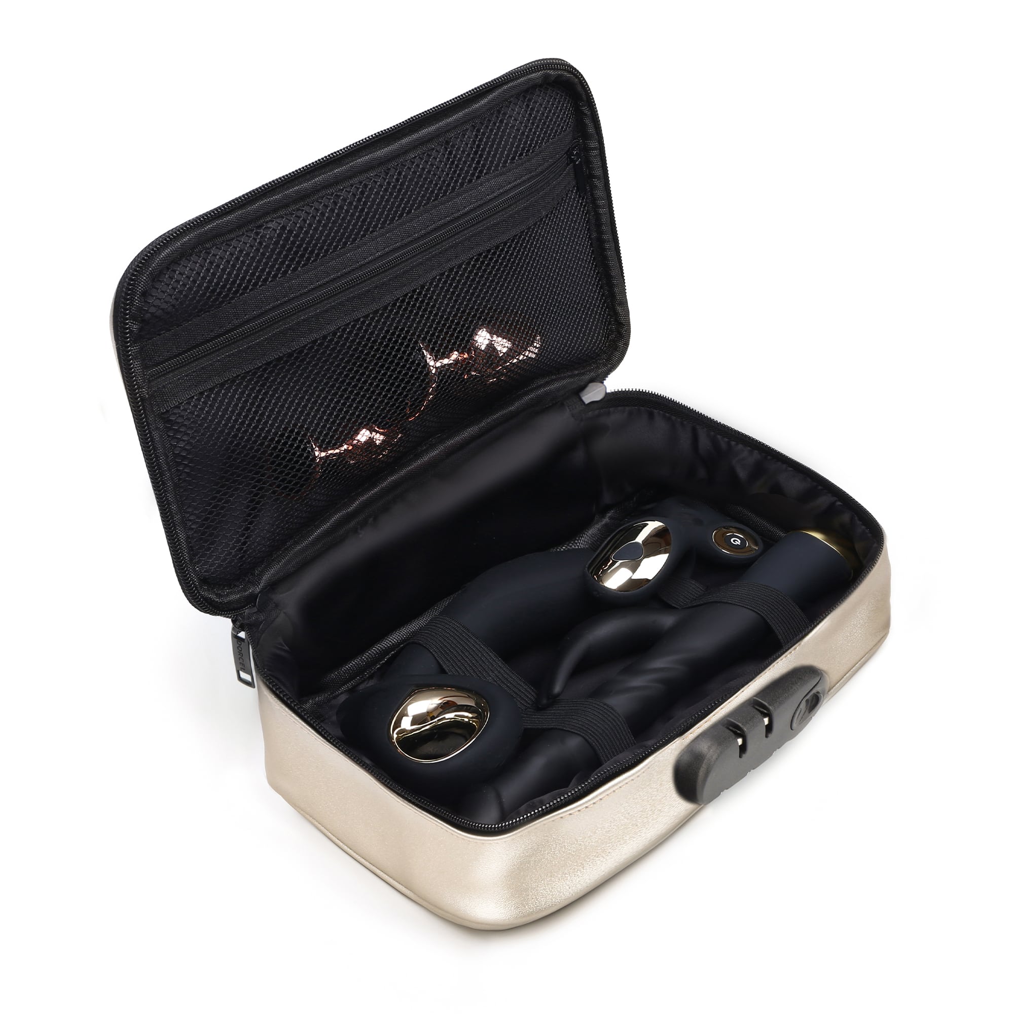 Золотистая сумочка для хранения игрушек Discreet Box