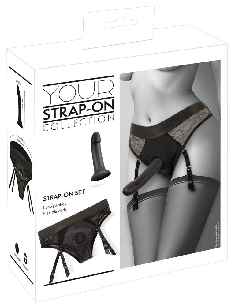 Черный женский страпон Strap-on Set: трусики и насадка