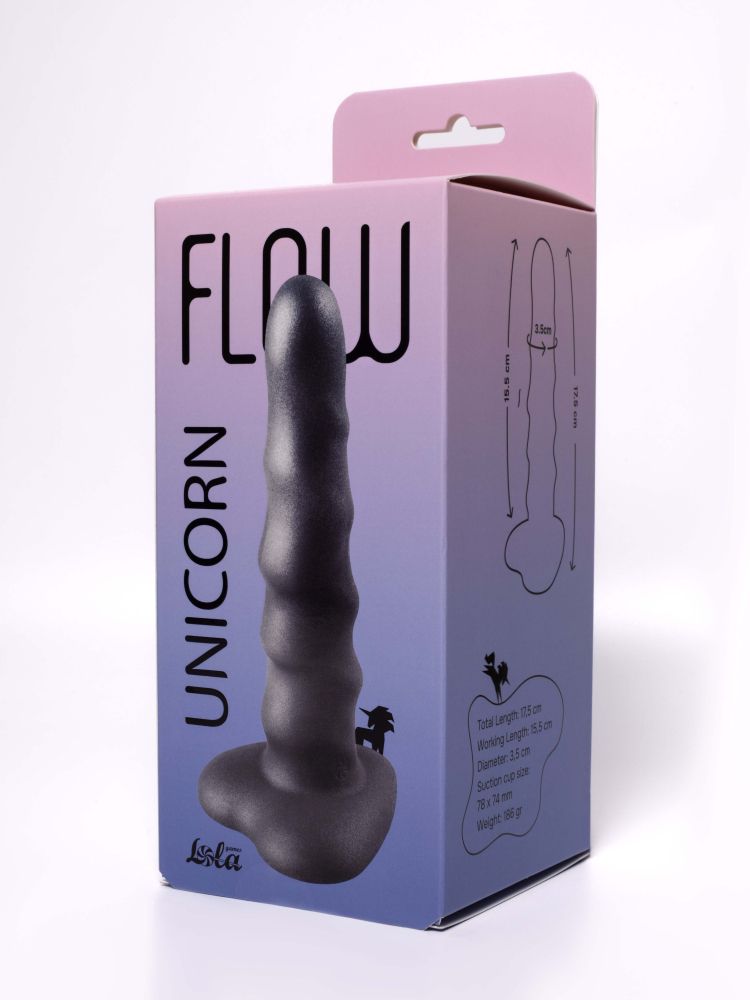 Черный нереалистичный дилдо Unicorn - 17,5 см.