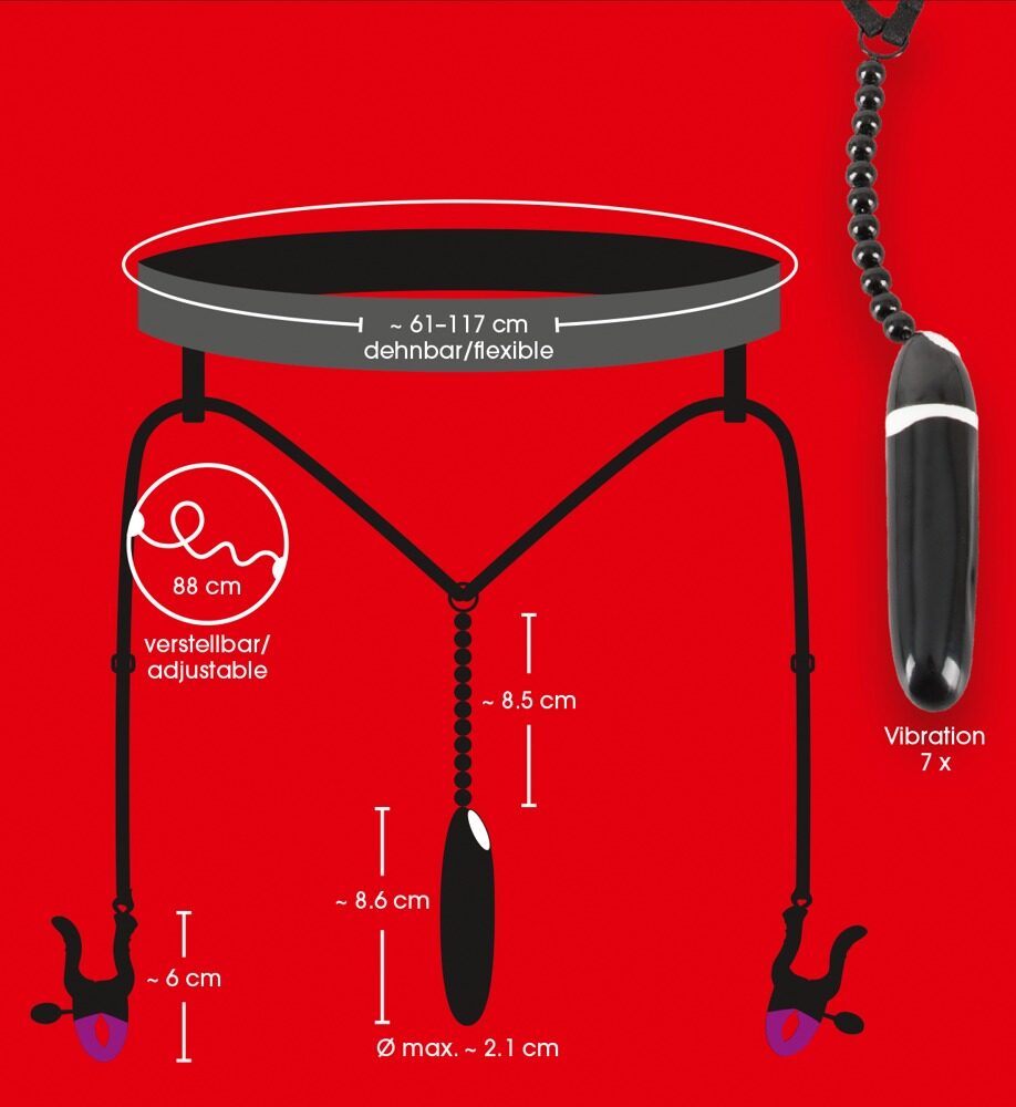 Женские вибростринги с зажимами для половых губ Spreader String with Vibrator