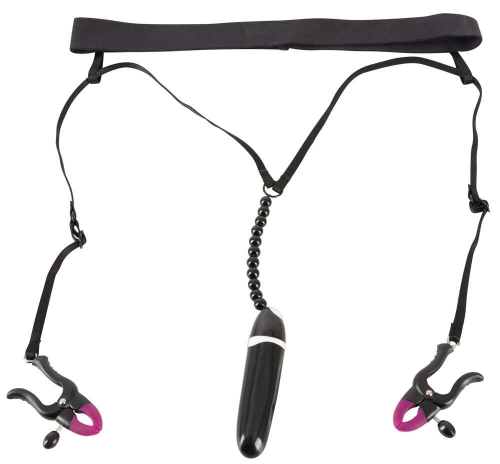 Женские вибростринги с зажимами для половых губ Spreader String with Vibrator