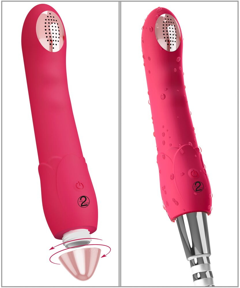 Малиновая насадка на душ с вибрацией Showers to orgasm - 20,1 см.