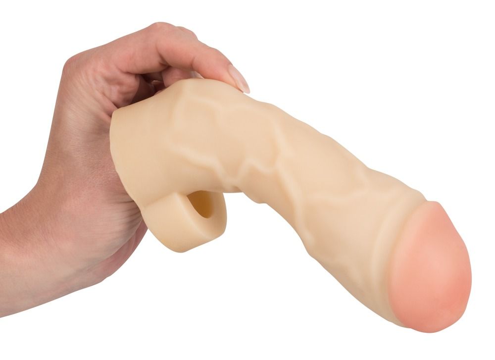 Закрытая удлиняющая насадка на пенис с подхватом мошонки Thicker & Bigger Extension - 17 см.