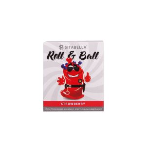 Стимулирующий презерватив-насадка Roll & Ball Strawberry