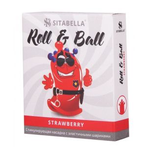 Стимулирующий презерватив-насадка Roll & Ball Strawberry