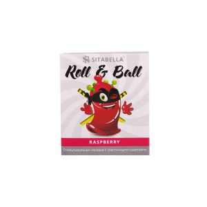 Стимулирующий презерватив-насадка Roll & Ball Raspberry