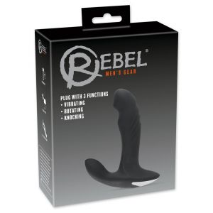 Черный вибромассажер простаты с функцией римминга Plug with Perineum Stimulator - 16,6 см.