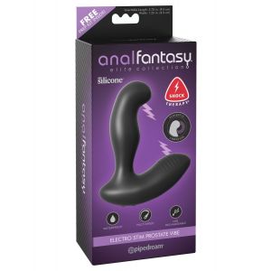 Черный массажер простаты Electro Stim Prostate Vibe с электростимуляцией - 13,3 см.