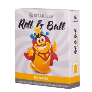 Стимулирующий презерватив-насадка Roll & Ball Banana