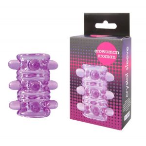 Открытая фиолетовая насадка на пенис Crystal Sleeve - 5,5 см.