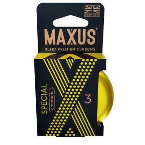 Презервативы с точками и рёбрами в железном кейсе MAXUS Special - 3 шт.
