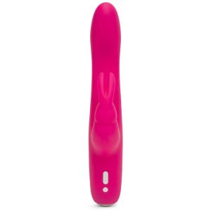 Розовый перезаряжаемый вибратор Rabbit Slimline Curve Rechargeable - 24 см.
