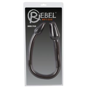 Черный двусторонний анальный плаг с гибким соединением Double Plug