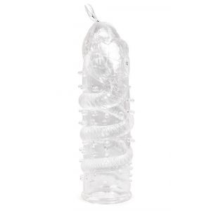 Закрытая рельефная насадка Crystal sleeve snakes в виде змеи с усиками - 14 см.