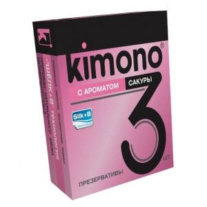 Презервативы KIMONO с ароматом сакуры - 3 шт.