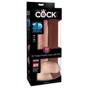 Телесный фаллоимитатор на присоске 10  Triple Density Cock with Balls - 26,7 см.