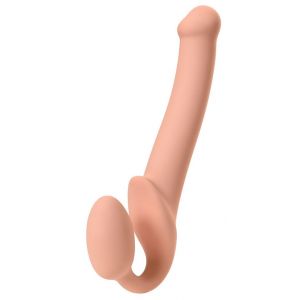 Телесный безремневой страпон Silicone Bendable Strap-On - size M