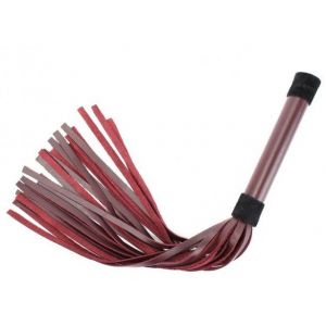 Бордовая плеть Maroon Leather Whip с гладкой ручкой - 45 см.