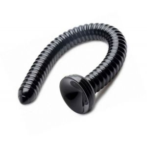 Черный анальный стимулятор-гигант Hosed Ribbed Anal Snake Dildo - 50,8 см.