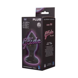 Черный анальный плаг Glide M - 10,3 см.