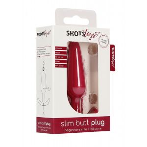 Красная анальная пробка для ношения Slim Butt Plug - 8,3 см.