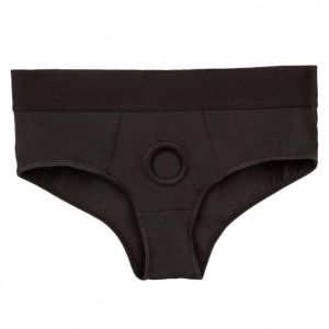 Черные трусы для страпона BACKLESS BRIEF HARNESS L/XL