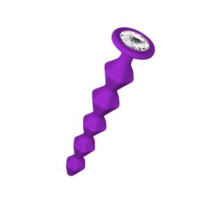 Фиолетовая анальная цепочка с кристаллом Buddy - 17,7 см.