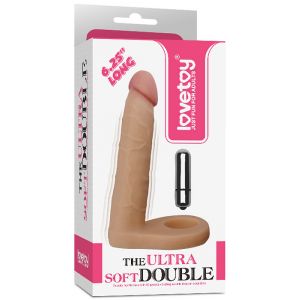 Телесная вибронасадка для двойного проникновения The Ultra Soft Double-Vibrating - 15,8 см.