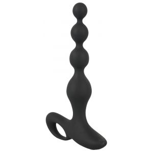 Черная анальная цепочка с вибрацией Rechargeable Anal Beads - 20 см.