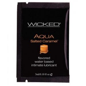 Лубрикант со вкусом соленой карамели Wicked Aqua Salted Caramel - 3 мл.