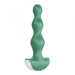 Зеленая анальная пробка с вибрацией Lolli Plug 2 - 14 см.